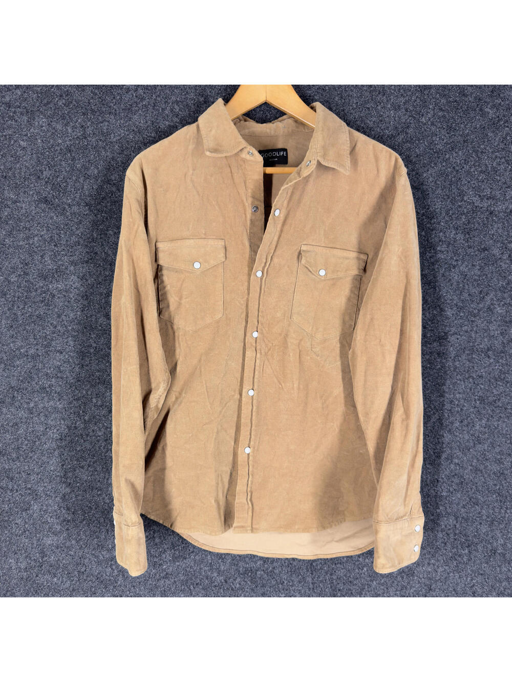 Goodlife Shirt Men M Medium Brown Button Up Collared Long Sleeve Corduroy